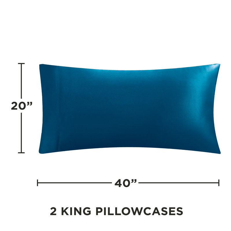 Juicy Couture Premium Silky Satin Sheet Sets, King Sheet Set with 2 Pillowcases, Blue