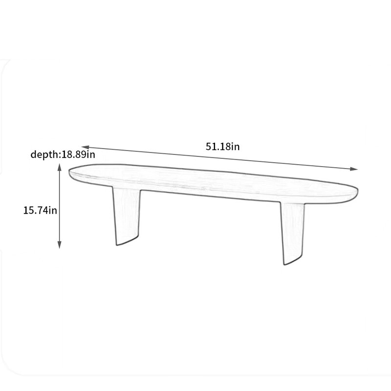 Table basse Wabi-sabi, H 15,74 po x L 51,18 po x l 18,89 po