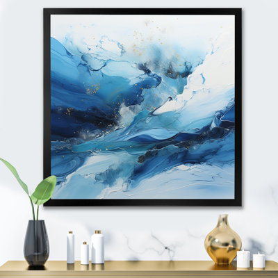 Blue And White Glacier Charm III - Abstract Canvas Art Print