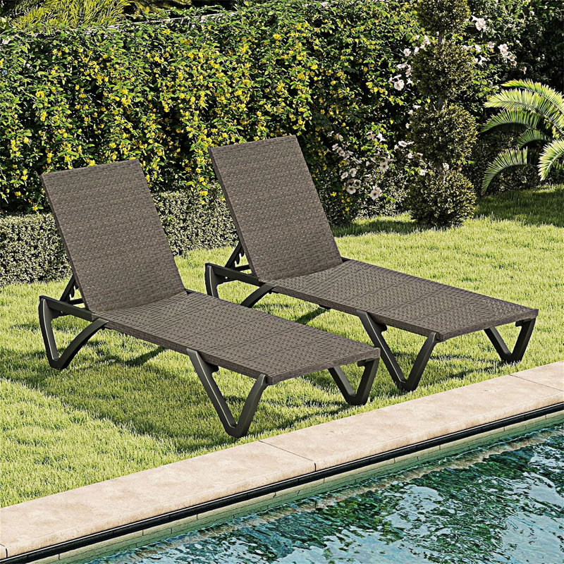 Ensemble 2 chaises de piscine avec roulettes