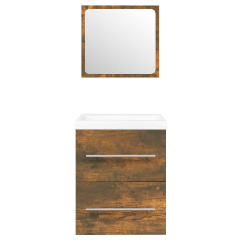 Karlisha Vanity & Mirror Set, Dark Wood