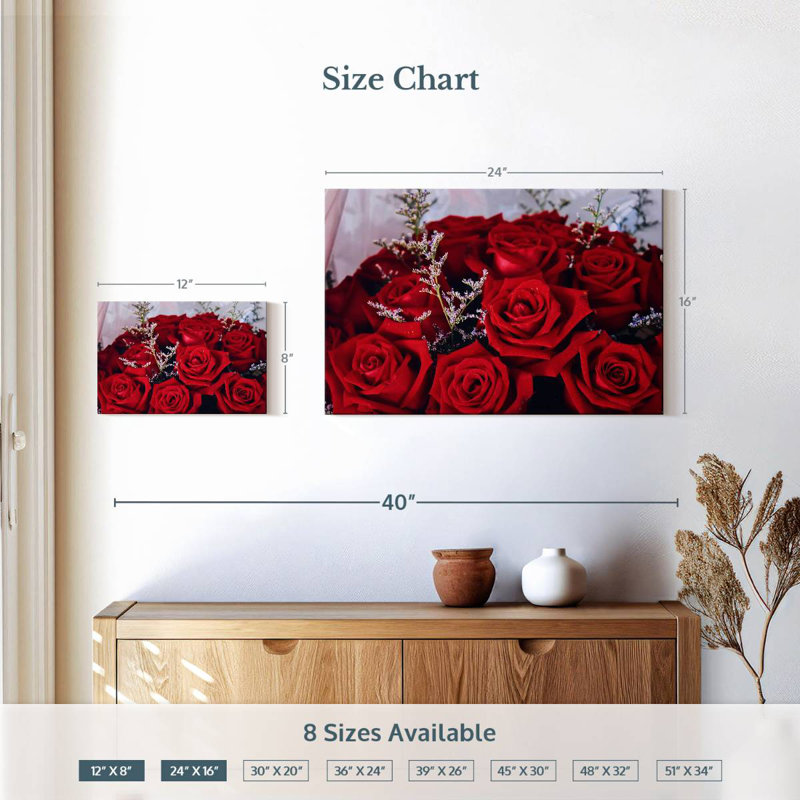 Bouquet de roses rouges Hardie, H 16 po x l 24 po