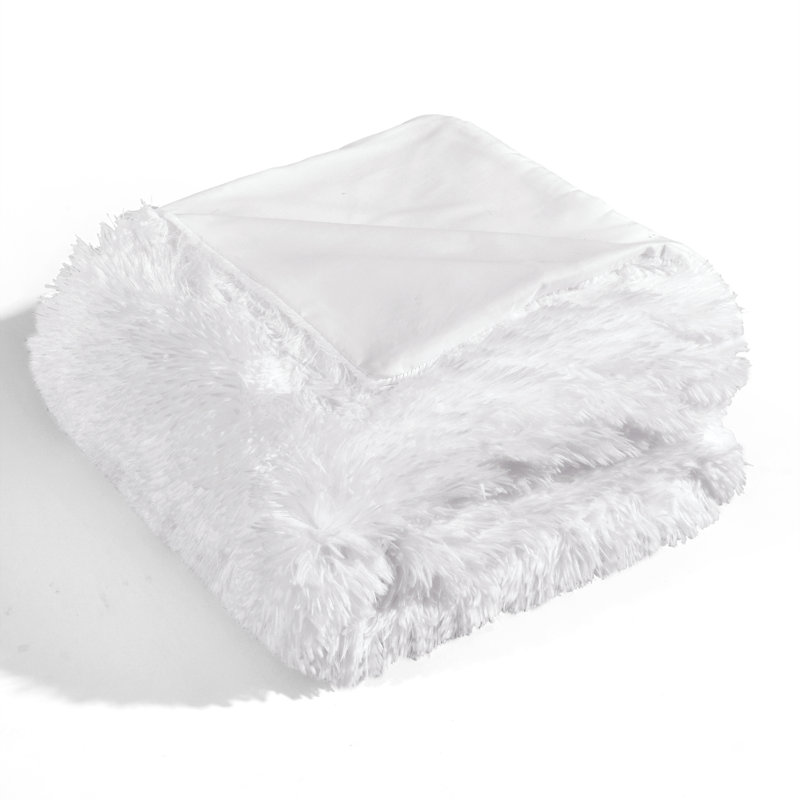Jeté en fausse fourrure Exie, Blanc