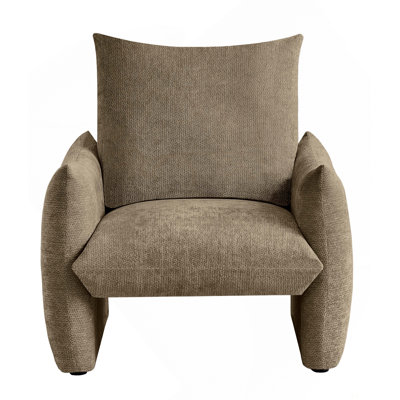 Modern Chenille Accent Chair, 34.3" Oversized Single Sofa Armchair with Plush Cushion, Soft Upholstered Reading Chair for Living Room, Small Space, Be