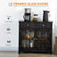 Buffet buffet, armoire de cuisine décorative avec portes en verre, tablette réglable et 2 tiroirs pour la cuisine