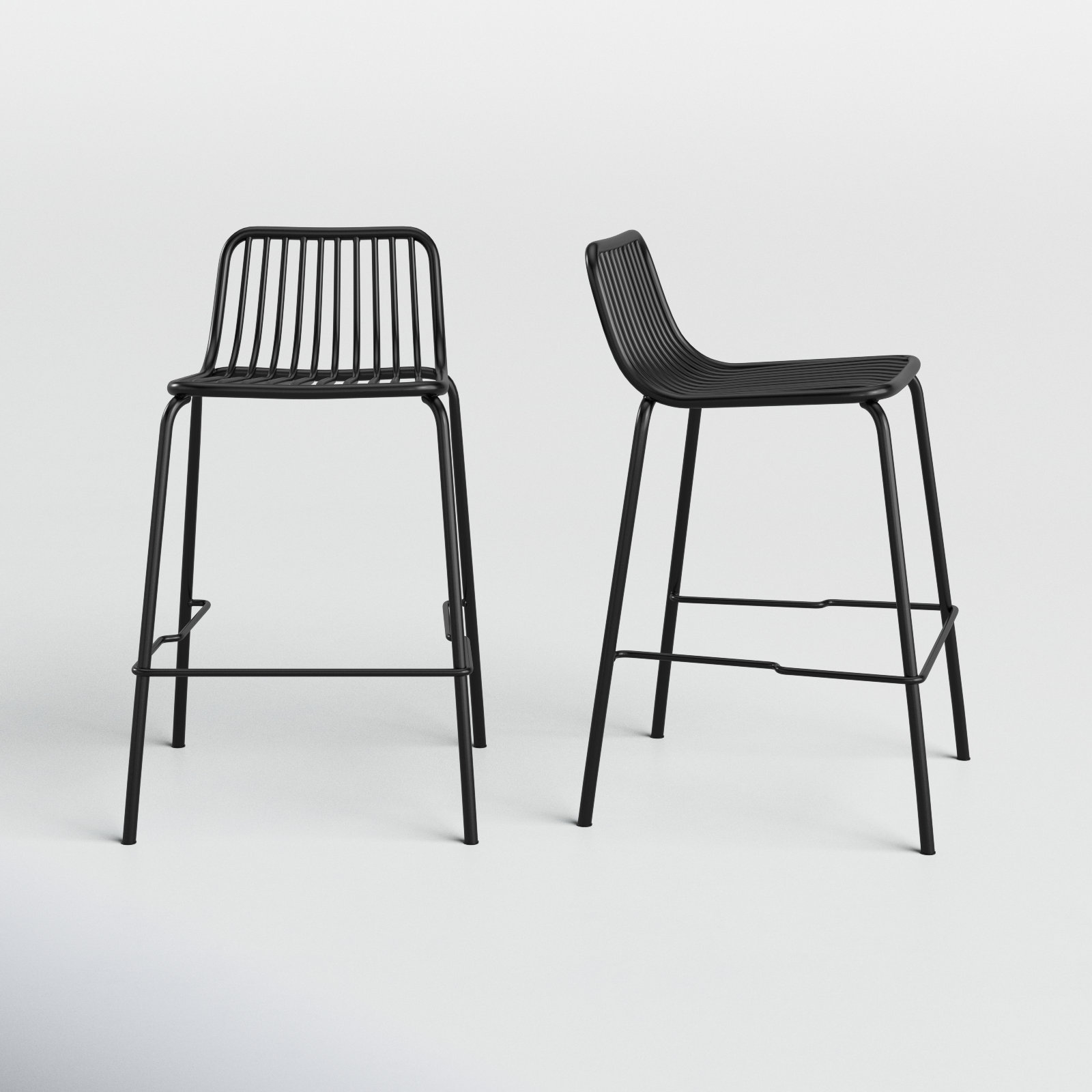 Trenton Powder Coated Steel Outdoor Stool, Black, Counter Stool (25.5” Seat Height)