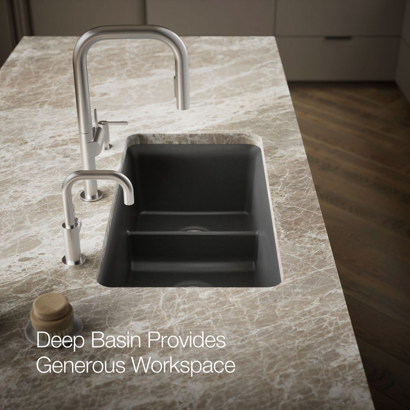 Cairn Smart Divide 33-1/2" Undermount Kitchen Sink, Dark Gray