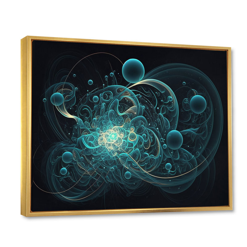 «Turquoise Galactic Superstring Space Harmony», reproduction sur toile, H 34 po x l 44 po x P 1,5 po, Cadre flottant doré