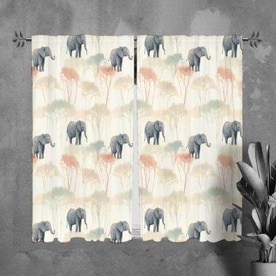 Rideaux éléphant avec rideaux roses