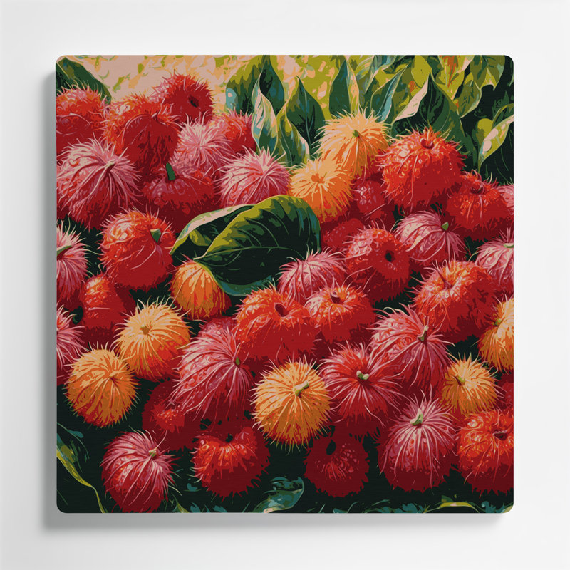 Art mural en métal «Fruit Rambutan», H 32 po x l 32 po