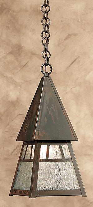 Luminaire suspendu d'extérieur 1 lumière Marland, H 11,63 po x 5 po, Brun rustique, Brouillard pluvieux