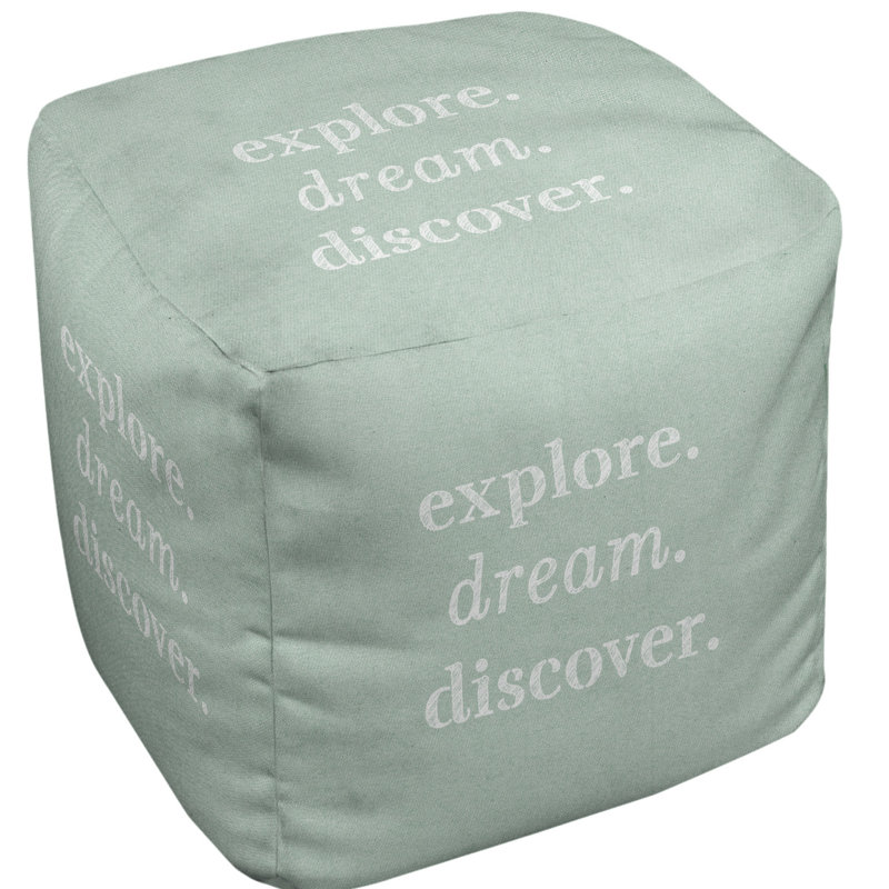 Upholstered Ottoman, Green/White