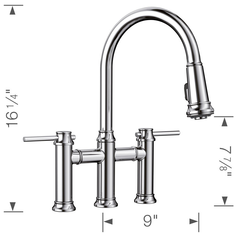 Empressa Pull-Down Dual-Spray Bridge Faucet, Chrome