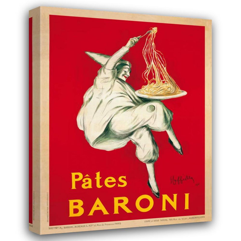 Toile tendue avec châssis Lark Manor ™ Cappiello, Leonetto, titre: Pates Baroni-1921, H 47 po x l 36 po