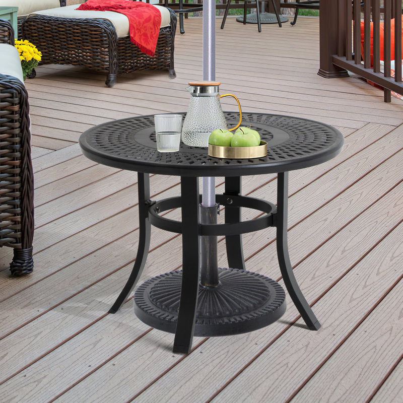 24 patio table umbrella 9ft Market With Fiberglass Ribs, Tilt Mechanism, Waterproof Carbon Steel Pole For Outdoor Holiday Garden Lawn Pool Yard (Base NOT Included)(Black) : Patio, Lawn & Garden inch black square metal outdoor bistro table with umbrella hole is the perfect addition to any outdoor space 10Ft. Patio Table Umbrella With