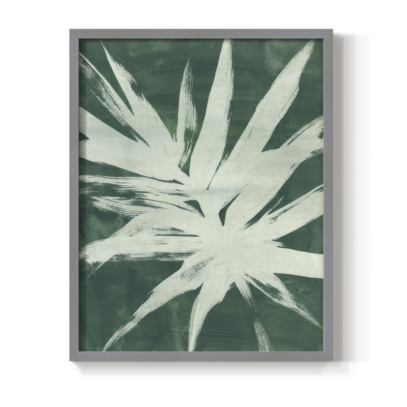 «Water Palm Fossil I», reproduction encadrée - bois massif, H 21 po x l 17 po, Gris