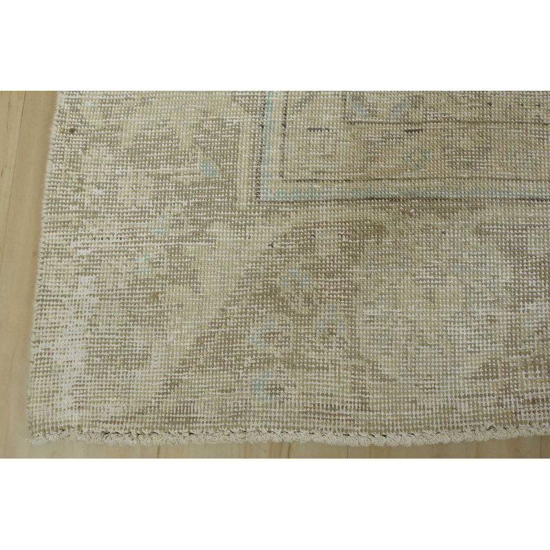 Tapis noué à la main en laine beige 8 pi 10 po x 12 pi Tabriz