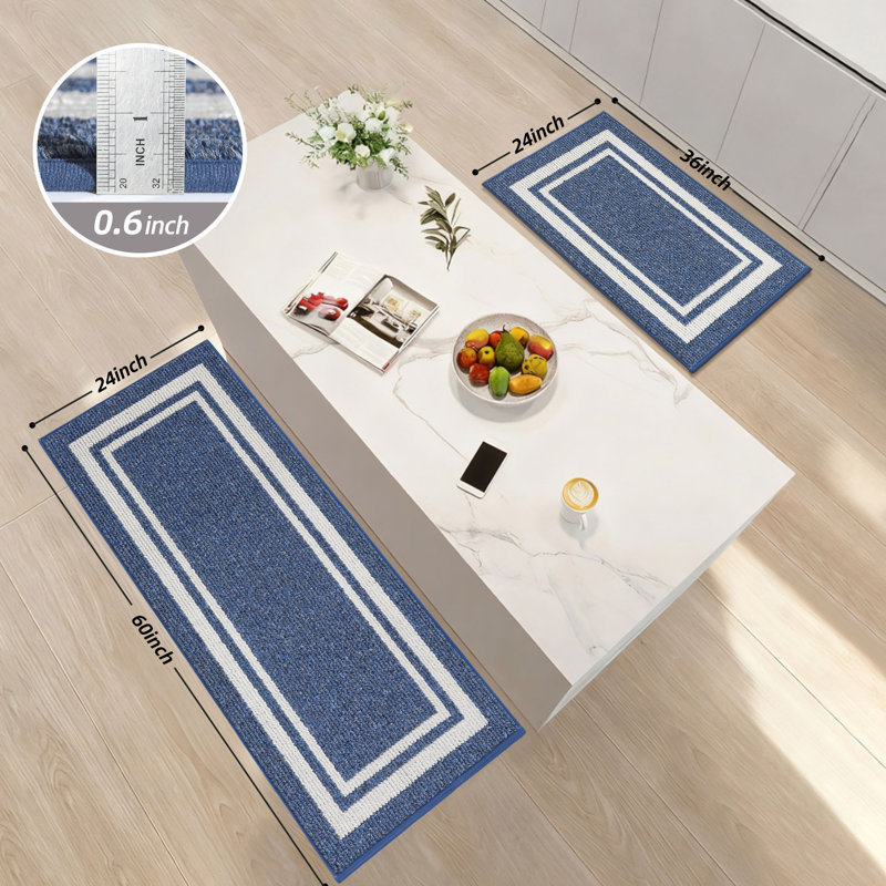 Tapis de cuisine Caylon avec envers antidérapant, tapis de cuisine 2 pièces super absorbants et lavables à la machine - Tapis résistant à la saleté pour la cuisine, la salle de lavage et l'entrée