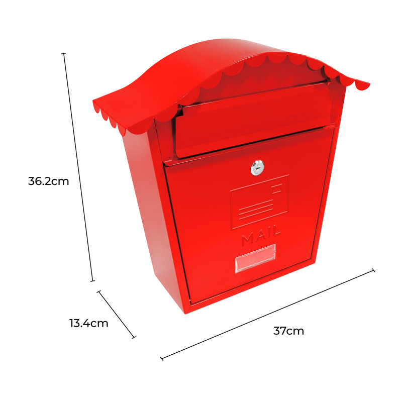 Steel Wall Mounted Letter Box, Red