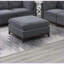 Repose-pieds modulaire capitonné en chenille gris cendré | Pieds noyer brun | Base en bois massif