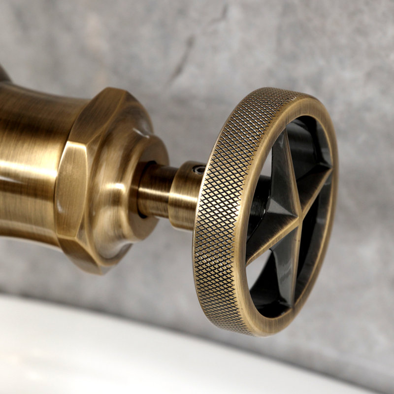 Kingston Brass Ostro Single-Handle 1-Hole Deck Mount Bathroom Faucet, Antique Brass