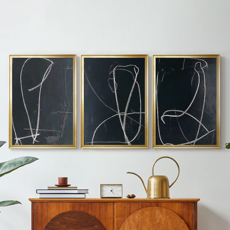 ABSTRACT Series DCX III - Toile tendue avec châssis sur mesure - 3 pièces, Doré