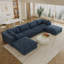 Canapé de 157,6 pouces avec tissu velours côtelé, siège profond, conception à deux couches, coussins amovibles, sans assemblage, polyvalent pour diverses pièces, blanc-1601134675-1601134674