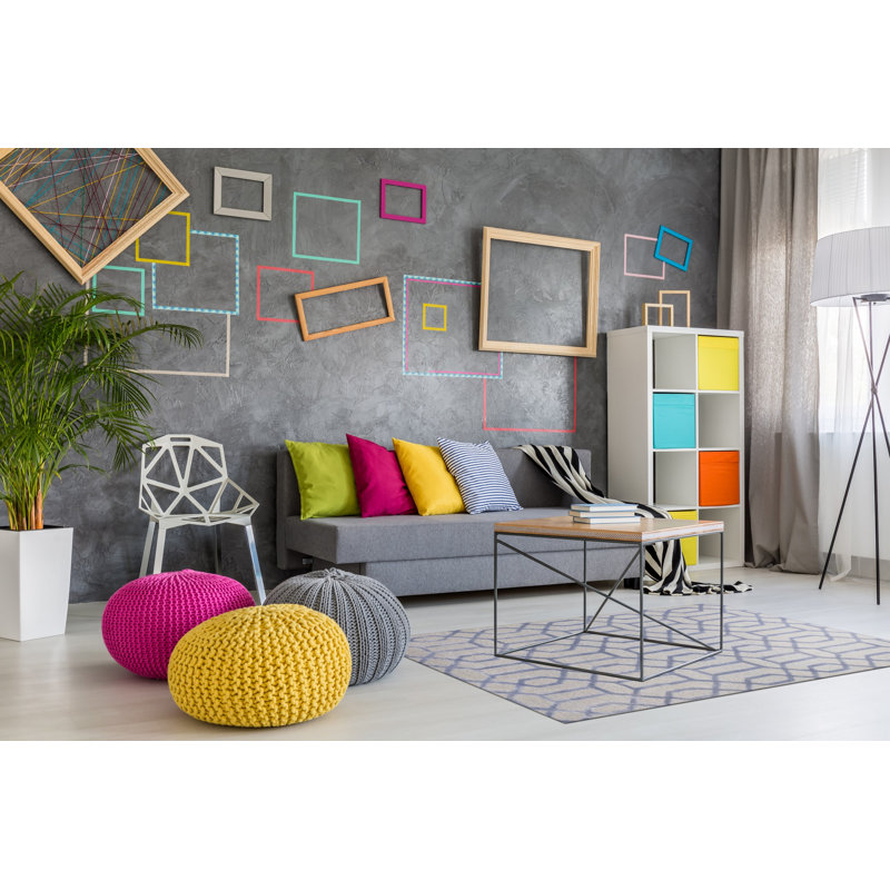 Tapis bleu en laine et viscose Barnes, Rectangle 6 pi x 9 pi