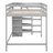 Full Size Loft Bed In Gray With Built-In Storage - Pine Wood Construction And Mounting Facilities Maximize Bedroom Comfort-1570678785