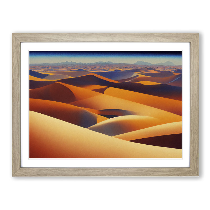 Watercolour Desert Vol.2 1 Piece Single Picture Frame Wall Art, 46cm H x 64cm W x 2cm D, Oak Framed
