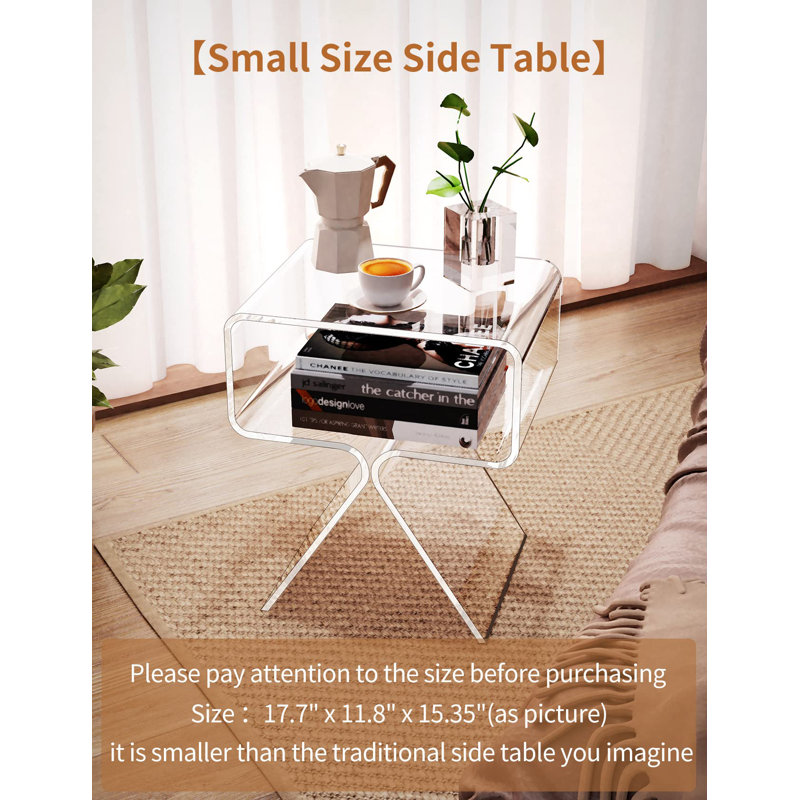 Clear Acrylic Modern Minimalist Nightstand Side Table