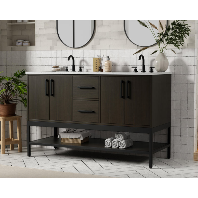 Meuble-lavabo double 54 po, Brun moka