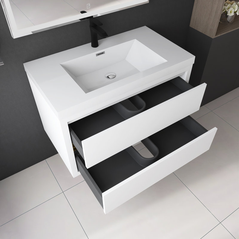 Meuble-lavabo mural 36 po avec lavabo, Blanc