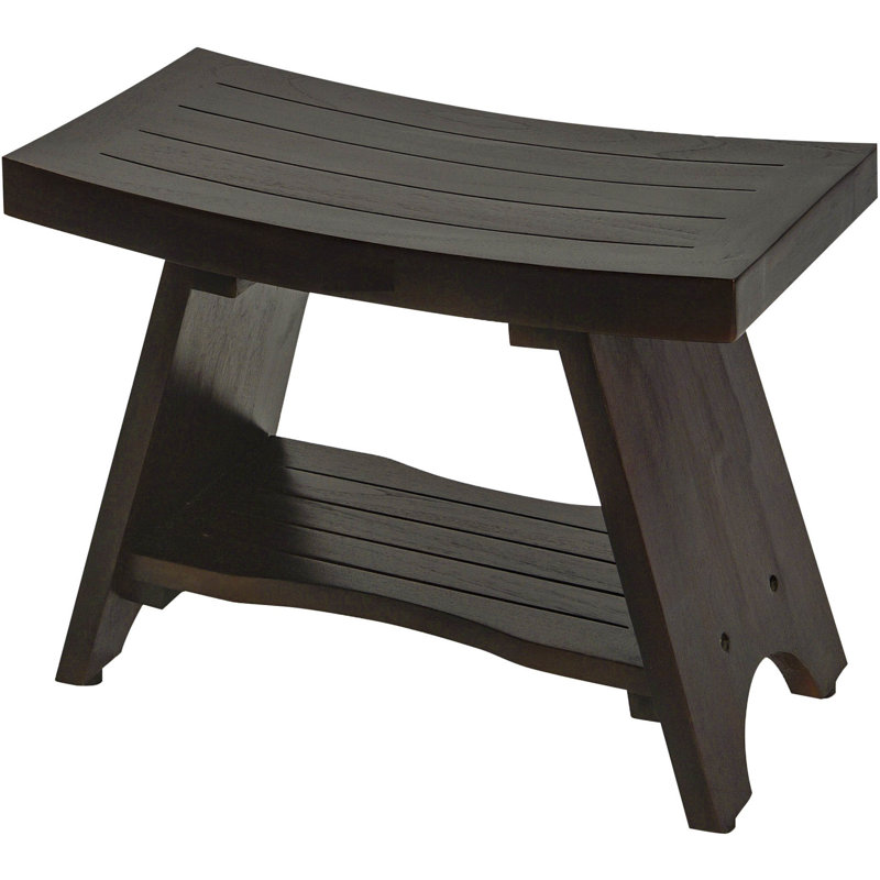 18" X 24" Teak Shower Bench, Dark Brown