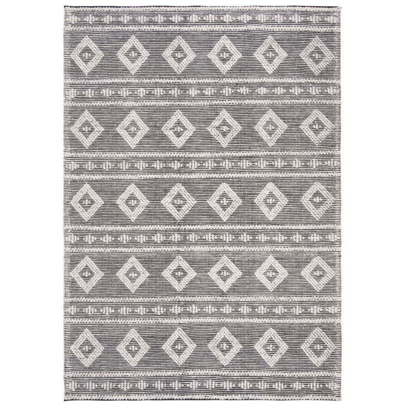Jacques Hand Woven Viscose/Wool Geometric Rug in Gray, Rectangle 5' x 8'