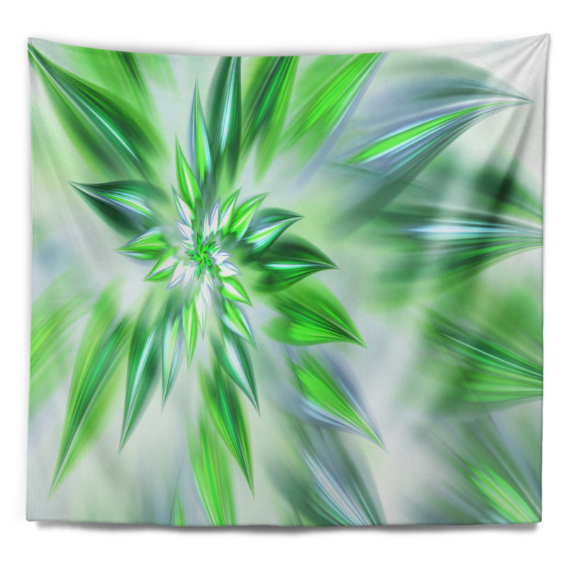 Tapisserie floral exotique of green pétales, H 78 po x l 92 po