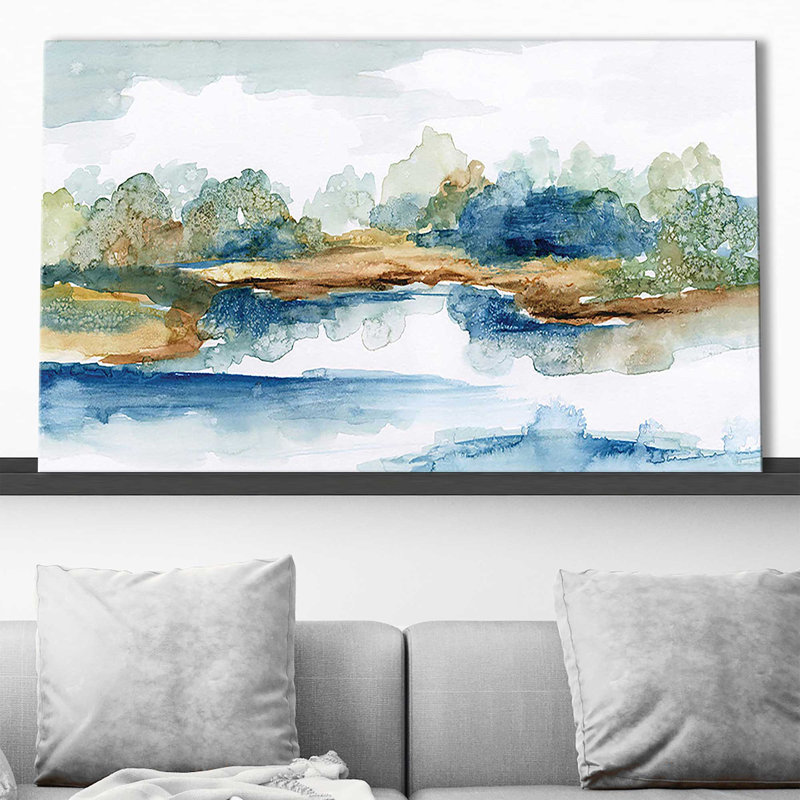 «Blue Serenity» par Nan - peinture, Toile tendue, H 18 po x l 30 po x P 1 po