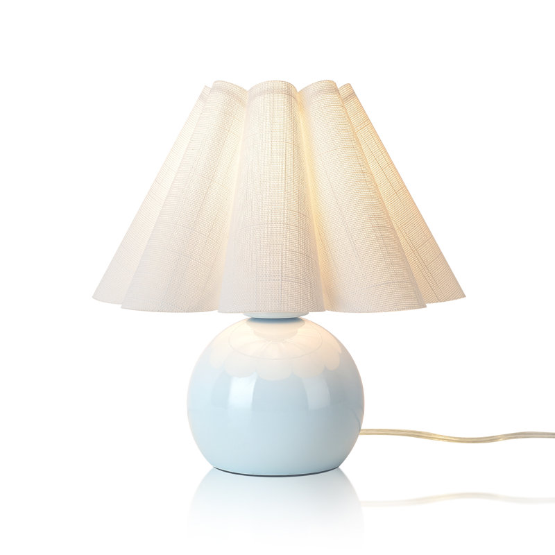 Lampe de table Lenee, Bleu, Blanc, Oui