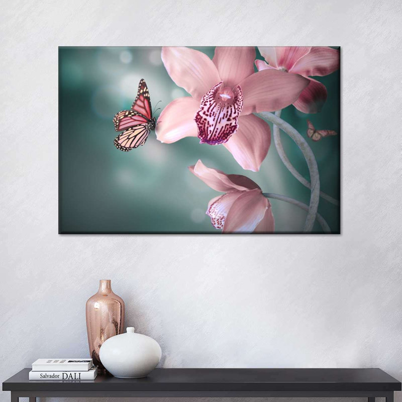 Impression sur toile papillon orchidée, H 32 po x l 48 po x P 1,25 po
