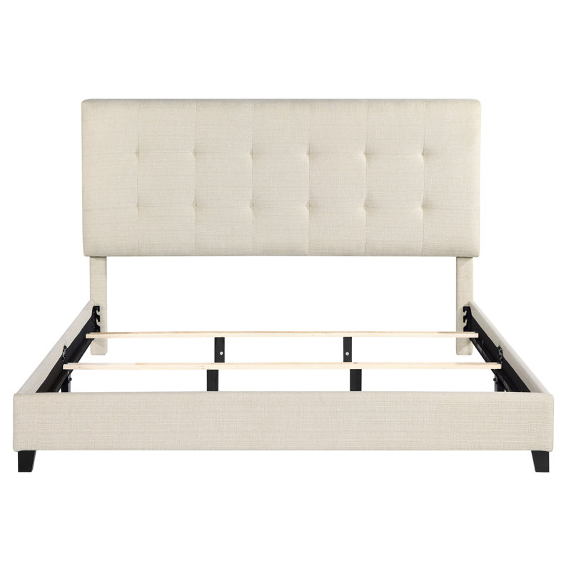 Artrina Upholstered Tufted Platform Bed, King, Beige