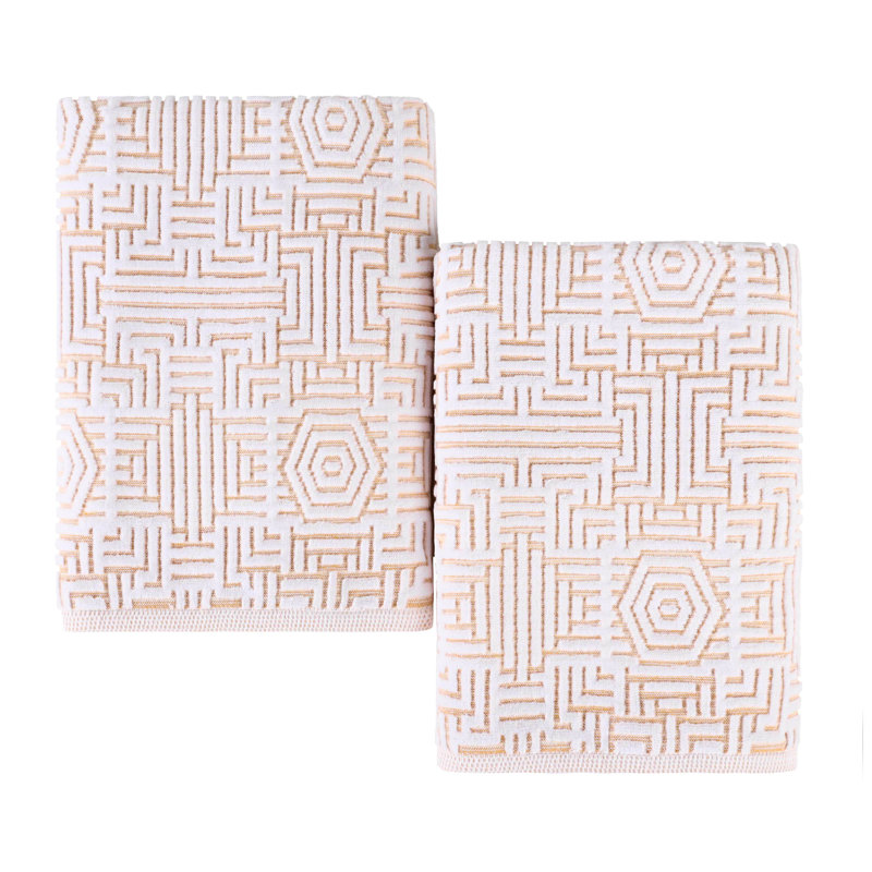 Drap de bain en coton jacquard Indrit, Or
