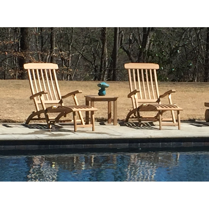 Renilde Outdoor Teak Wood Chaise Lounge