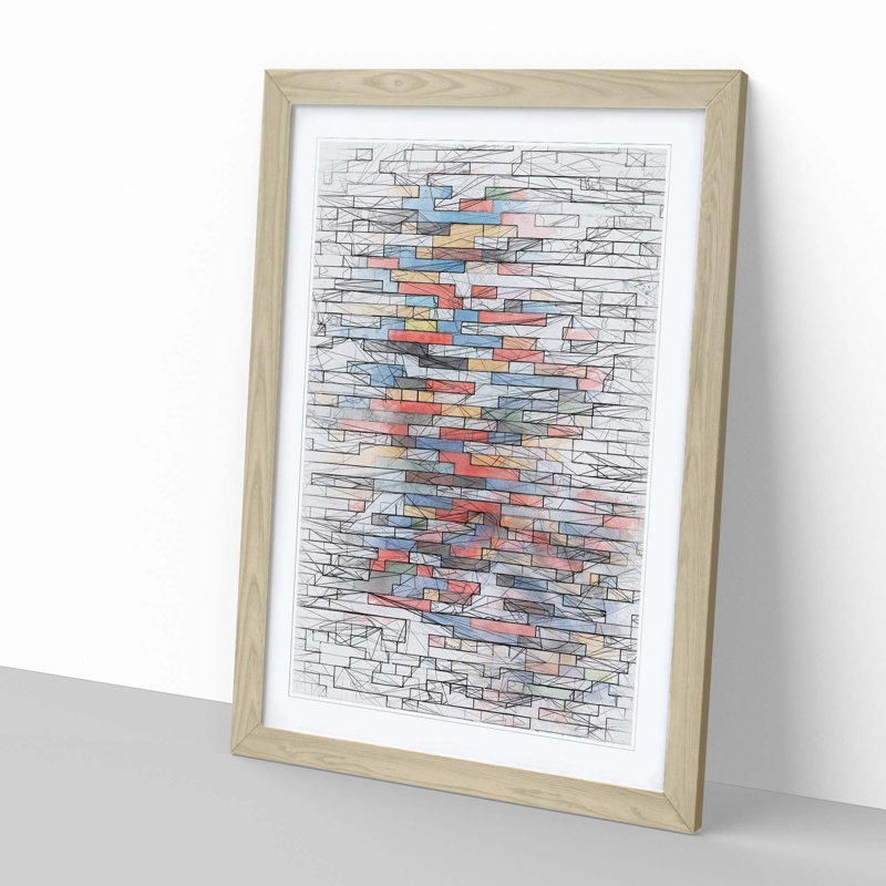Toy Bricks in Abstract - Framed Print, Oak, 50cm H x 35cm W x 2cm D