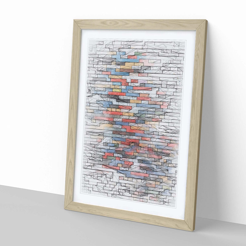 Toy Bricks in Abstract - Framed Print, 50cm H x 35cm W x 2cm D, Oak