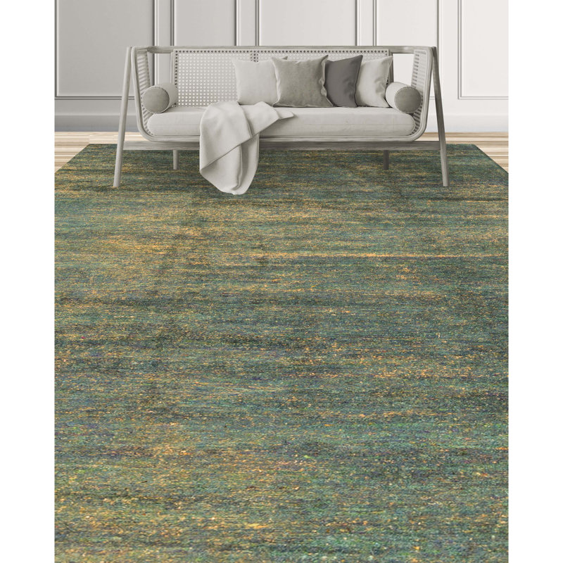 Silk Area Rug in Teal, Rectangle 8' x 10'2"