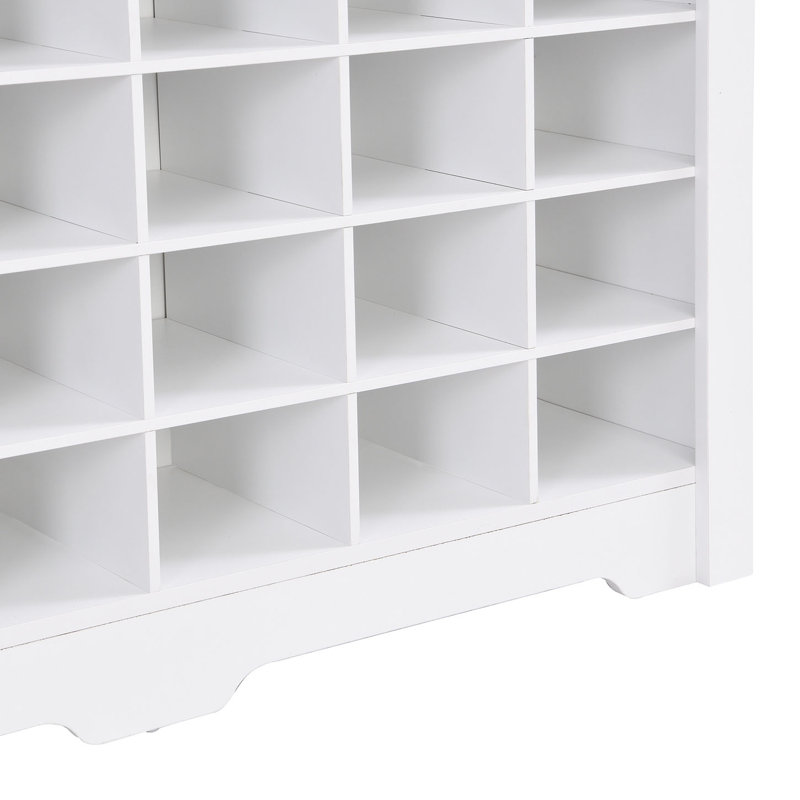 Armoire à chaussures moderne à 24 casiers avec base incurvée Sleek Design, Blanc