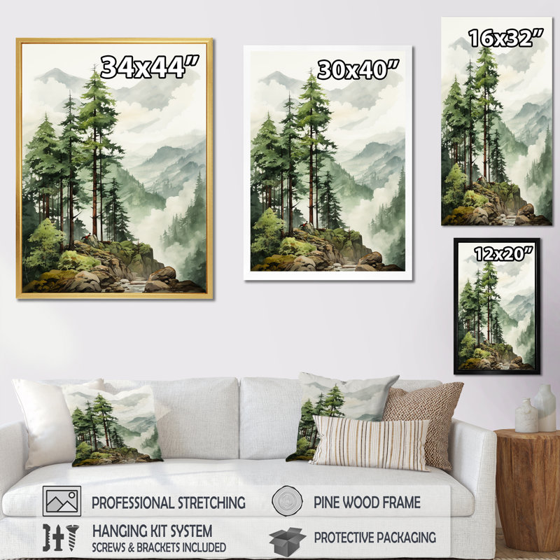«Softwood Redwood Trees In Us Forest II», reproduction sur toile encadrée, Toile tendue, 20" H x 12" W