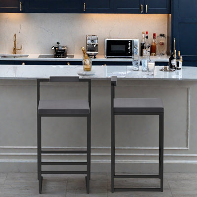 Ensemble de 2 tabourets de bar modernes avec coussins en velours et pieds en métal
