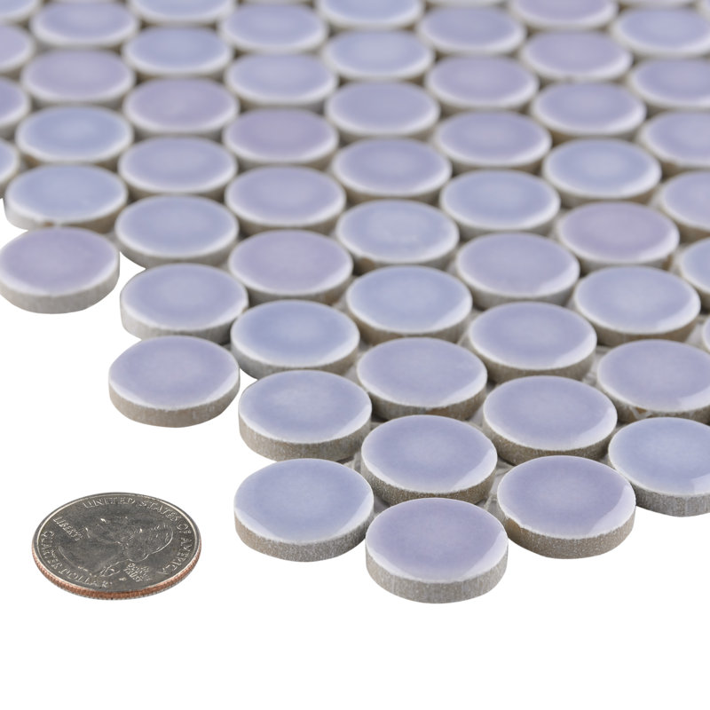 Hudson Penny Round 0.8" x 0.8" Porcelain Penny Round Mosaic Wall & Floor Tile, Purple/Blue