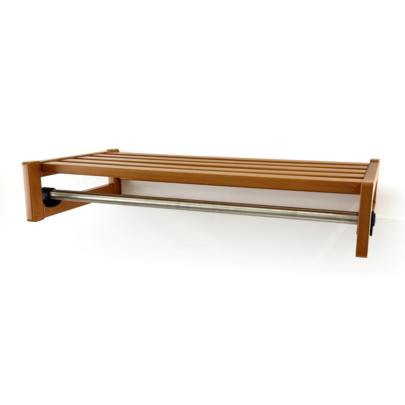 Beech Wood, Stainless Steel Wall Mounted Required 1 - Hook Wall Mounted Coat Rack